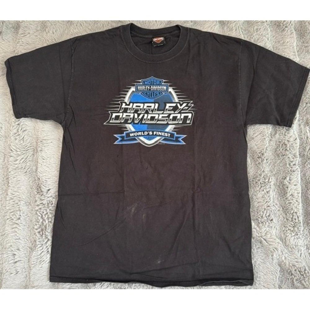 Harley-Davidson Graphic T-Shirt Black Blue Worlds Finest XL Tall 2020 Shirt